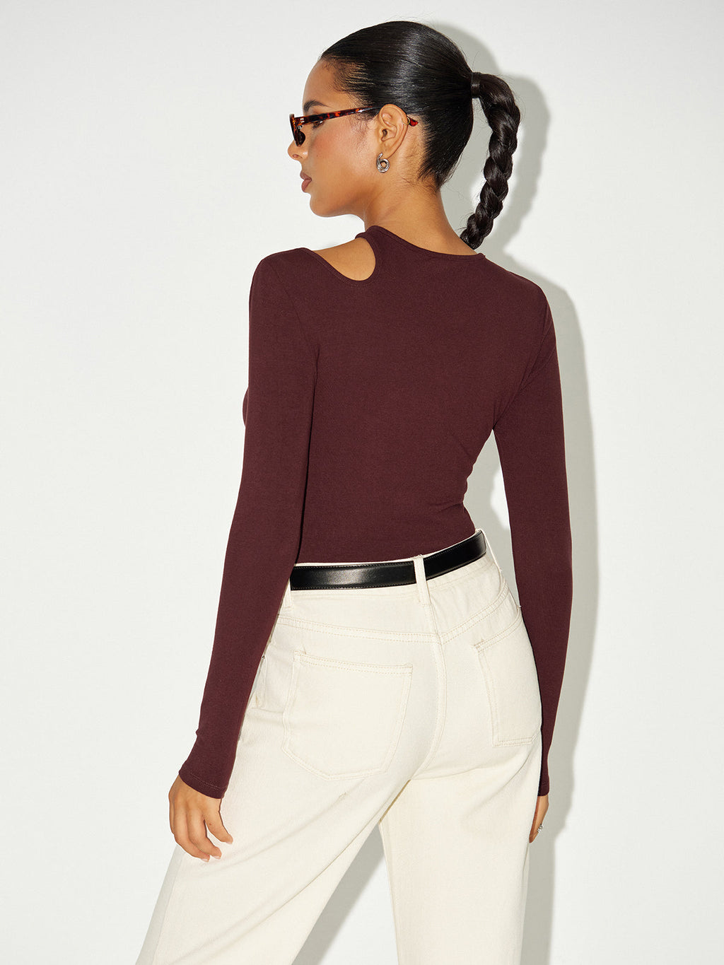 Long Sleeve Bodysuit with Elegant Cut-Out Detailing