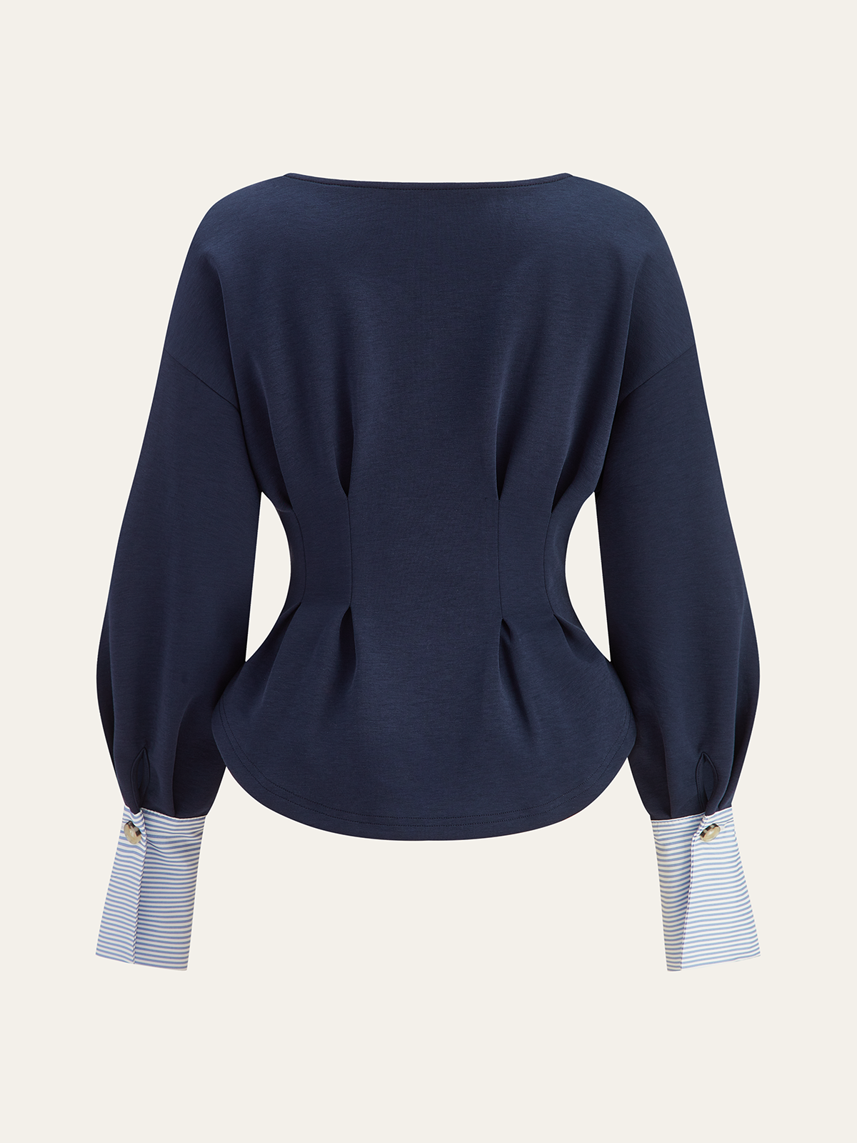 Balloon Sleeve Peplum Sweatshirt with Round Neck