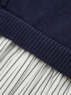 Cable-Knit and Striped Panel Midi Dress Combo
