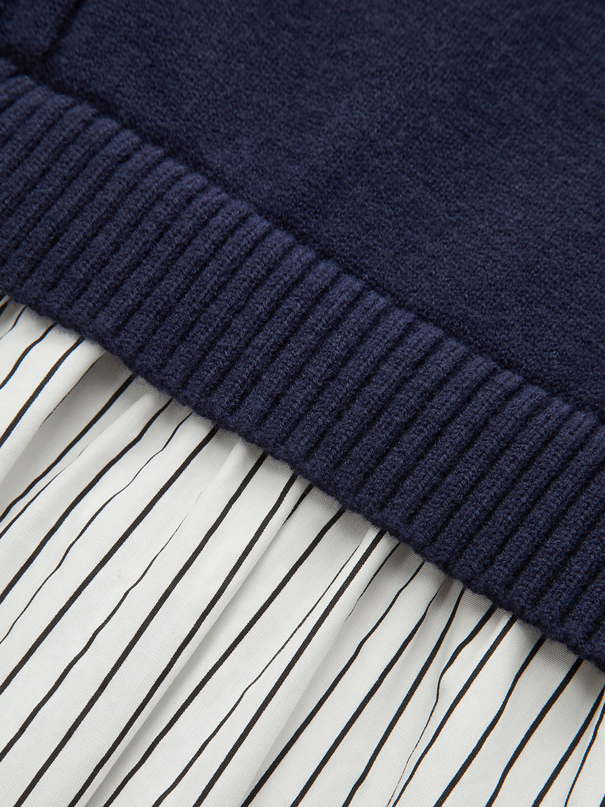 Cable-Knit and Striped Panel Midi Dress Combo