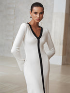 Contrast Edge Knit Maxi Dress