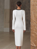 Contrast Edge Knit Maxi Dress