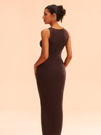 Ribbed Knit Midi Dress with Cut-Out Detail