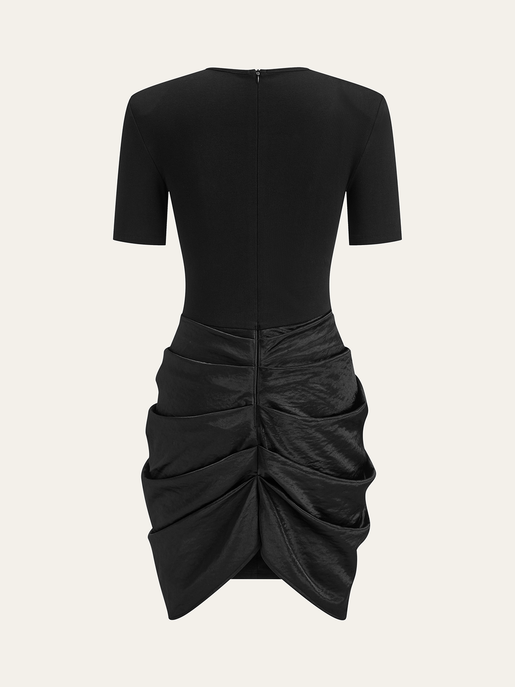 Short Sleeve Dress with Ruched Detail and Metal Buckle
