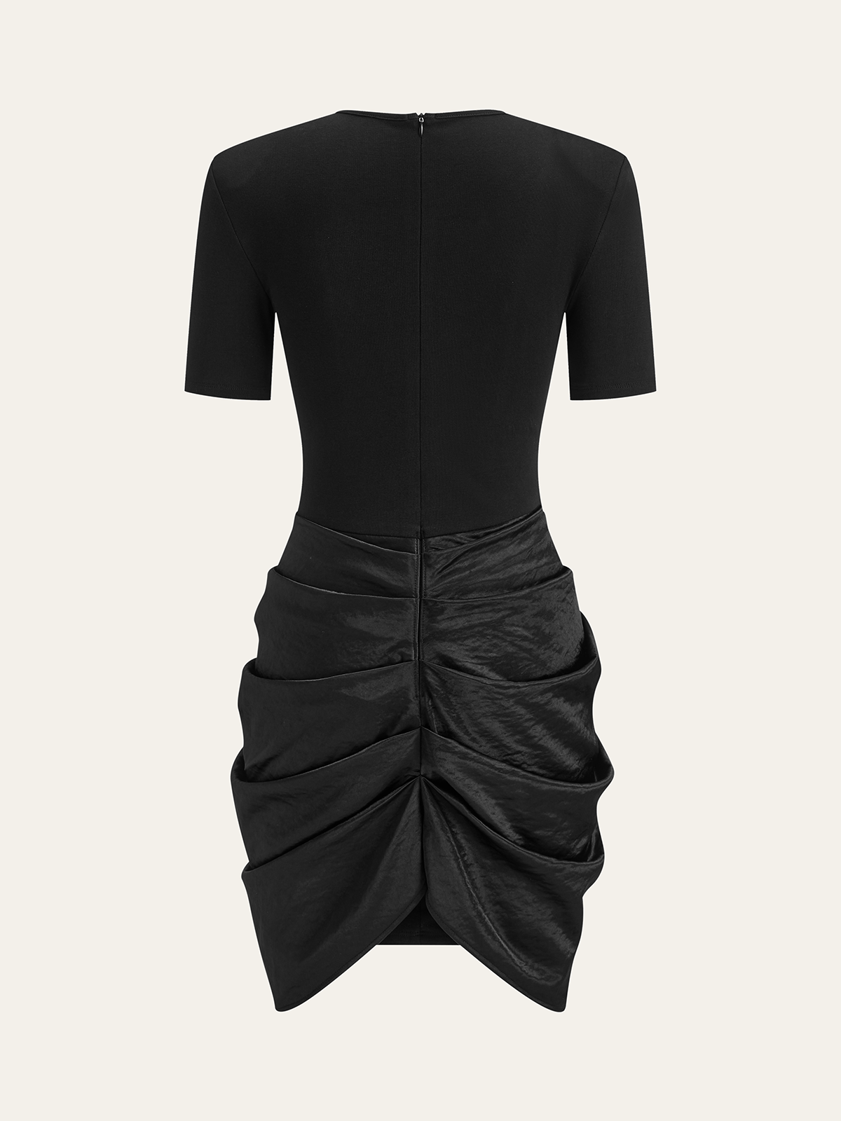 Short Sleeve Dress with Ruched Detail and Metal Buckle