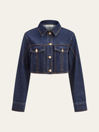 Stylish Cropped Denim Jacket with Metal Buttons