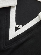 Lace-Edged Collar T-Shirt in Cotton Mix