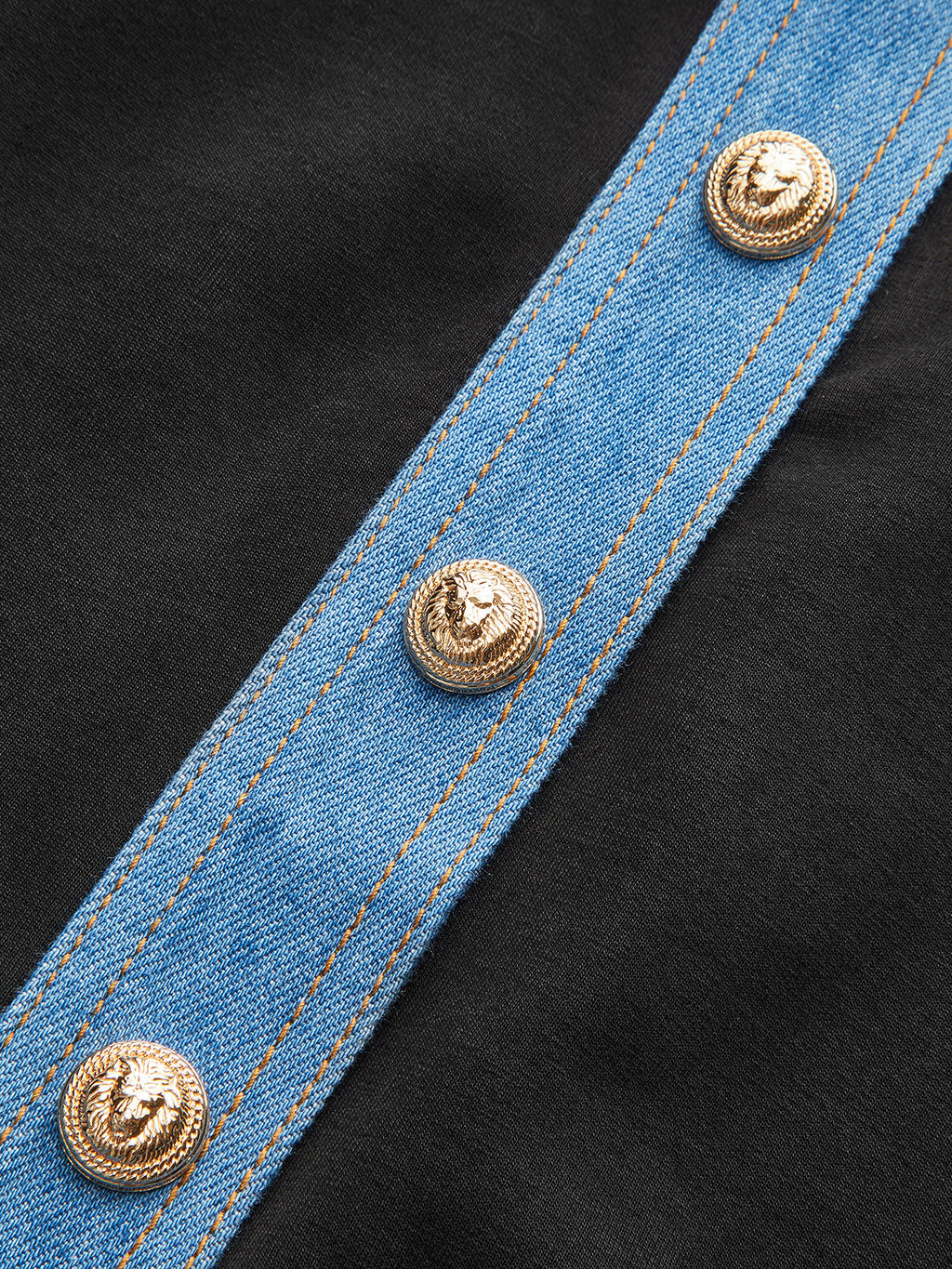 Button-Trimmed Denim Sweater With Stylish Accents