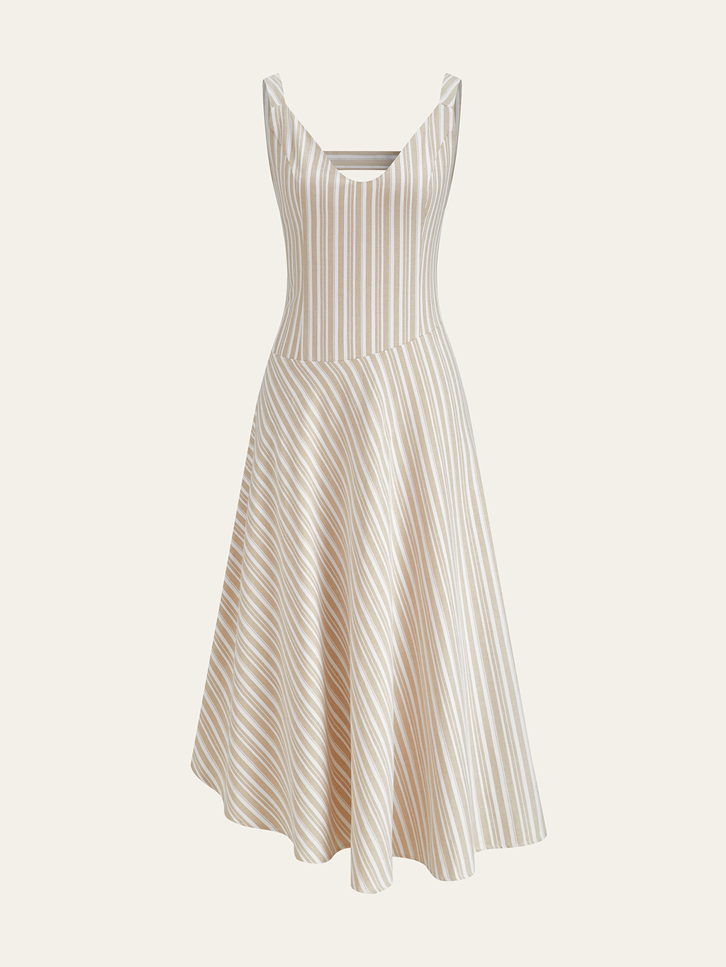 Asymmetrical Striped Hem Midi Dress