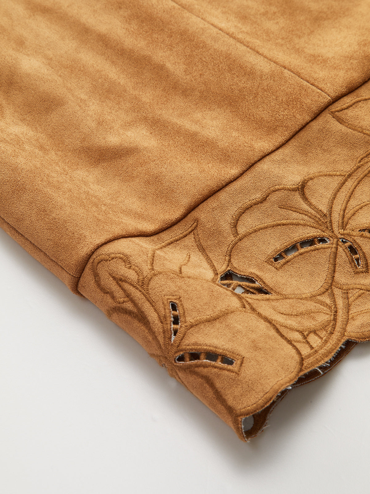 Floral Embroidered Suede Mini Dress, Sleeveless Style