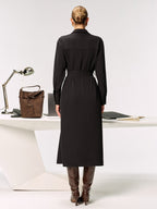 Belted Metal Button Shirt Dress with Front Closure
