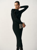 Textured Pearl Wool Blend Sweater Dress