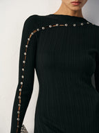 Textured Pearl Wool Blend Sweater Dress
