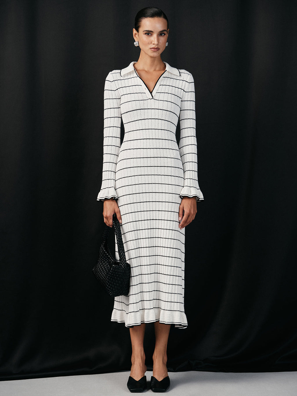 Nautical Stripe Stretch-Knit Midi Dress