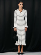 Nautical Stripe Stretch-Knit Midi Dress
