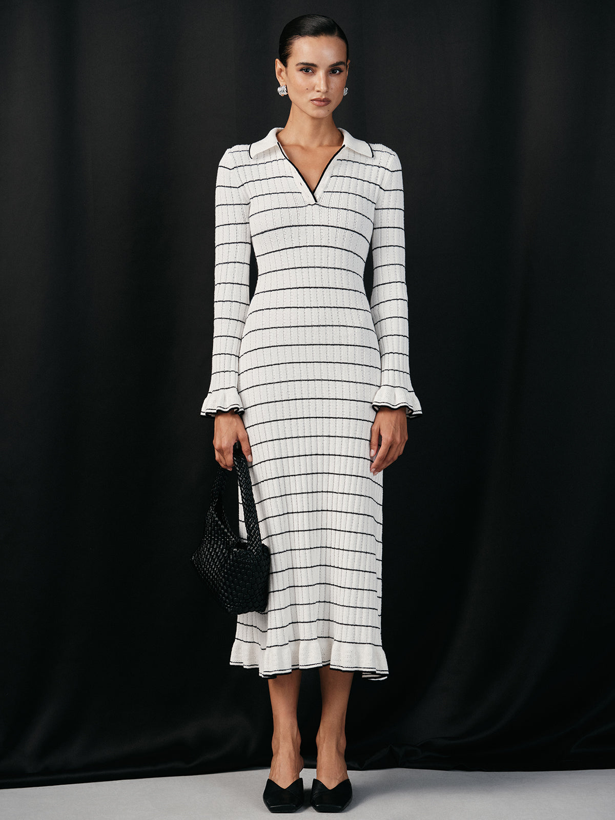 Nautical Stripe Stretch-Knit Midi Dress