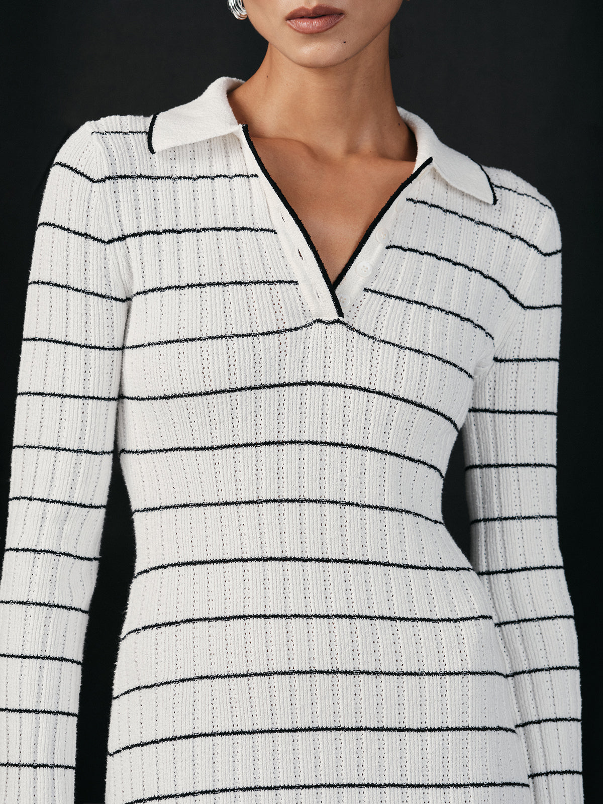 Nautical Stripe Stretch-Knit Midi Dress