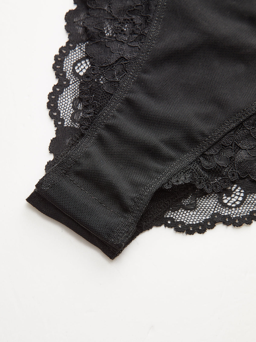 Long Sleeve Sheer Bodysuit with Lace and Mesh