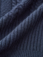 Denim Collar Peplum Cardigan with Cable Knit Detail