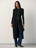 Knit Maxi Cardigan Dress with Button-Front Closure