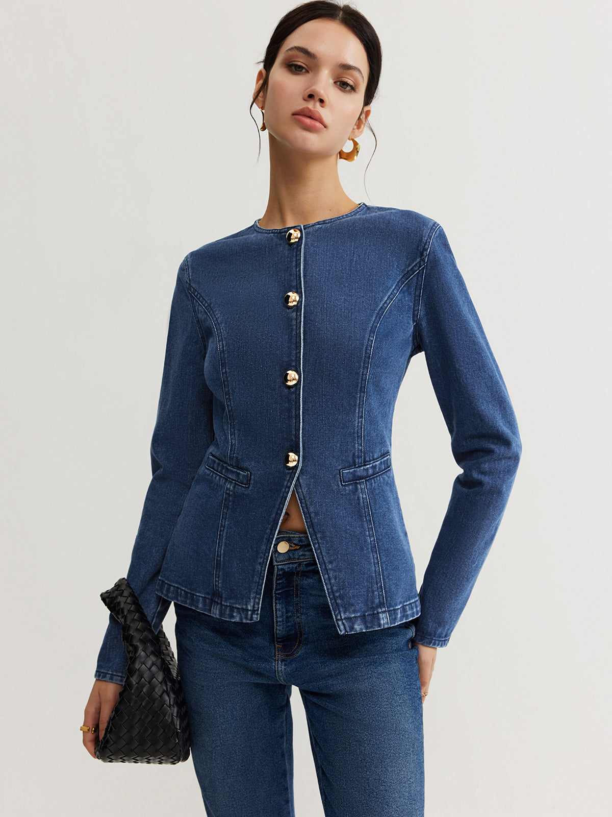 Slim Fit Button Down Denim Jacket