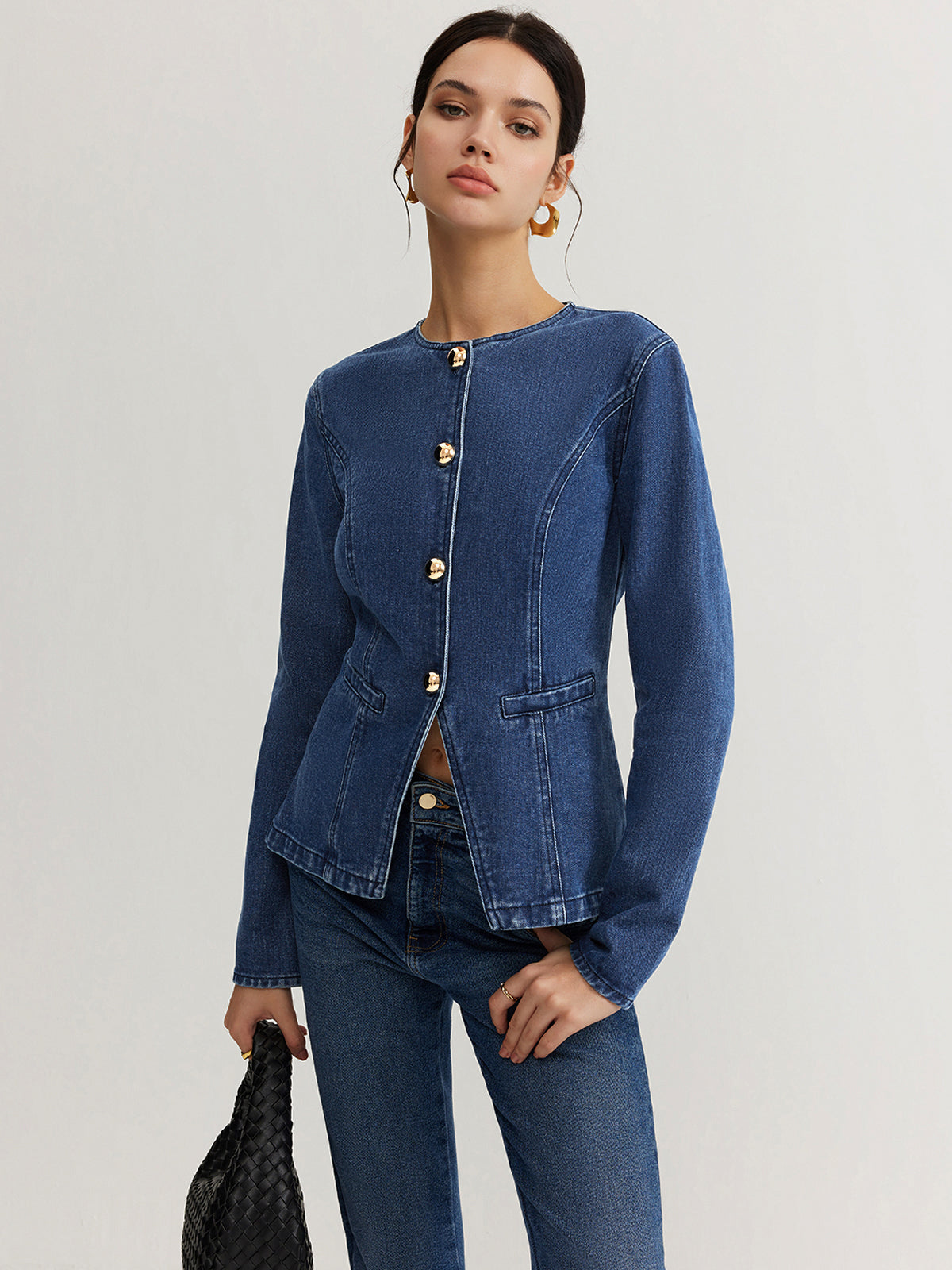 Slim Fit Button Down Denim Jacket