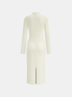 Stand Collar Long Sleeve Dress with Cut-Out Detail