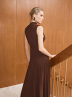 Sleeveless Turtleneck Knit Maxi Dress No Belt