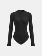 Ribbed Texture Long Sleeve Comfort Fit Bodysuit