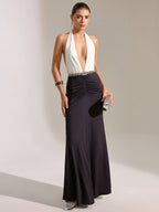 Halter Neck Maxi Dress with Backless Design