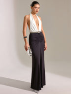 Halter Neck Maxi Dress with Backless Design