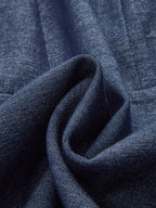 Denim Zip-Front Dress with Short Sleeves