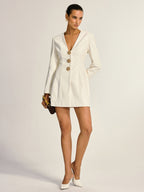 Floral Metallic Button Detail Faux Leather Mini Dress