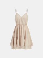 Tiered Ruffle Chiffon Mini Dress with Matching Liner