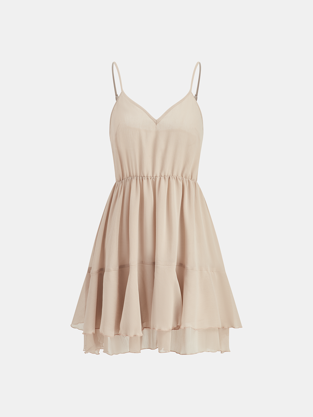 Tiered Ruffle Chiffon Mini Dress with Matching Liner
