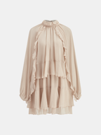 Tiered Ruffle Chiffon Mini Dress with Matching Liner