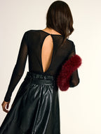 Long Sleeve Sheer Bodysuit with Lace and Mesh