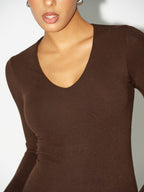 V-Neck Long-Sleeve Top without Bra Requirement