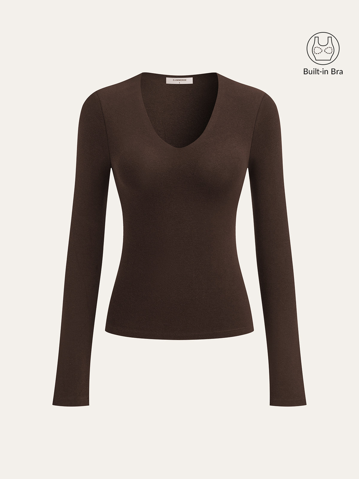 V-Neck Long-Sleeve Top without Bra Requirement
