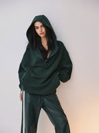 Cozy Large Hoodie with Buttons and Attached Hood