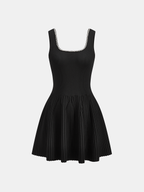 Rhinestone Accents on Sleek Fitted Mini Dress