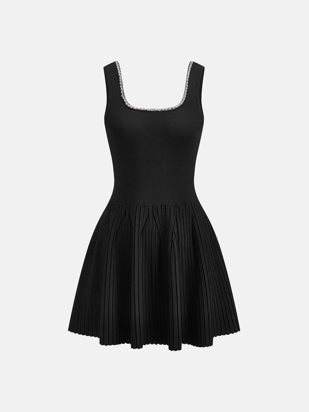 Rhinestone Accents on Sleek Fitted Mini Dress