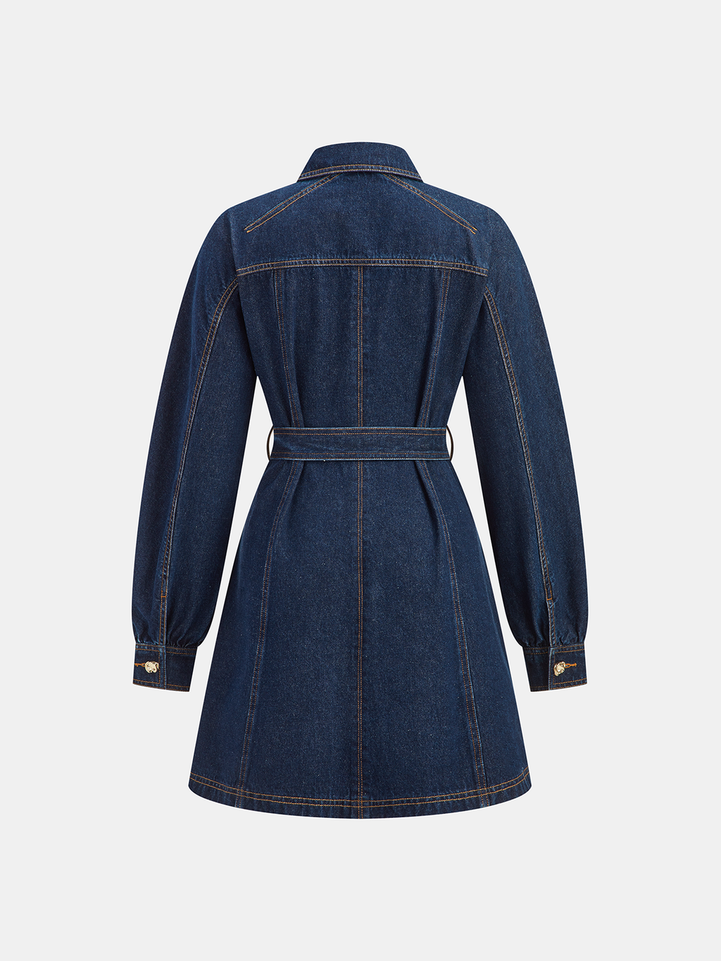 Tied Waist Jean Dress with Button-Down Design