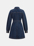 Tied Waist Jean Dress with Button-Down Design