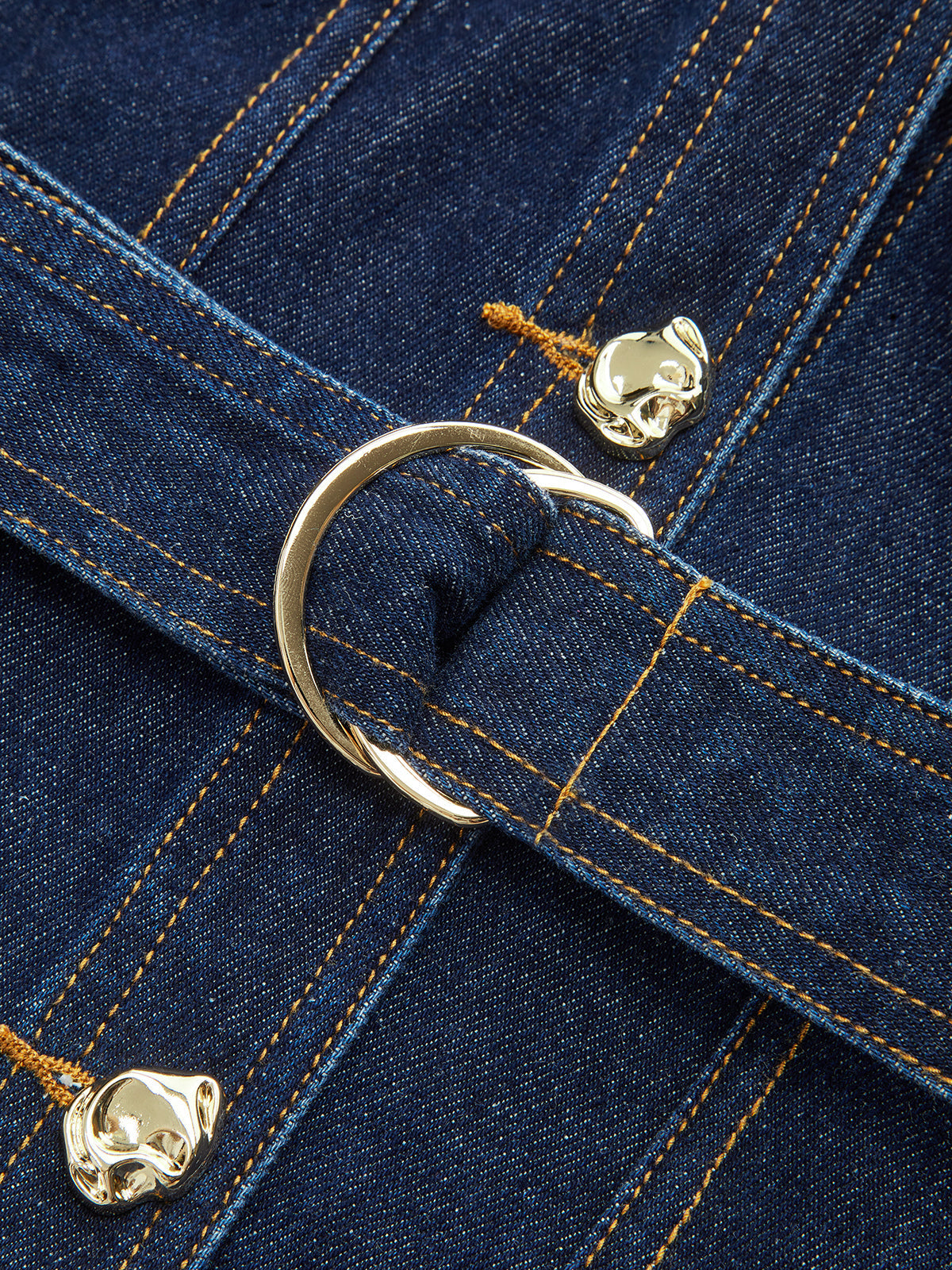 Tied Waist Jean Dress with Button-Down Design