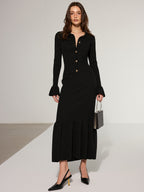 Collared Knit Maxi Dress with Mermaid Hem