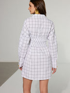 Checked Cotton Dress with Metal Button Details