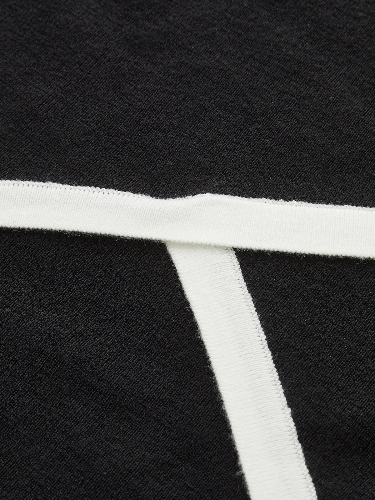 Asymmetric Wool Blend Cropped Polo with Contrast Trim