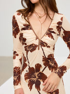 Vibrant Floral Maxi Dress with V-Neck Design