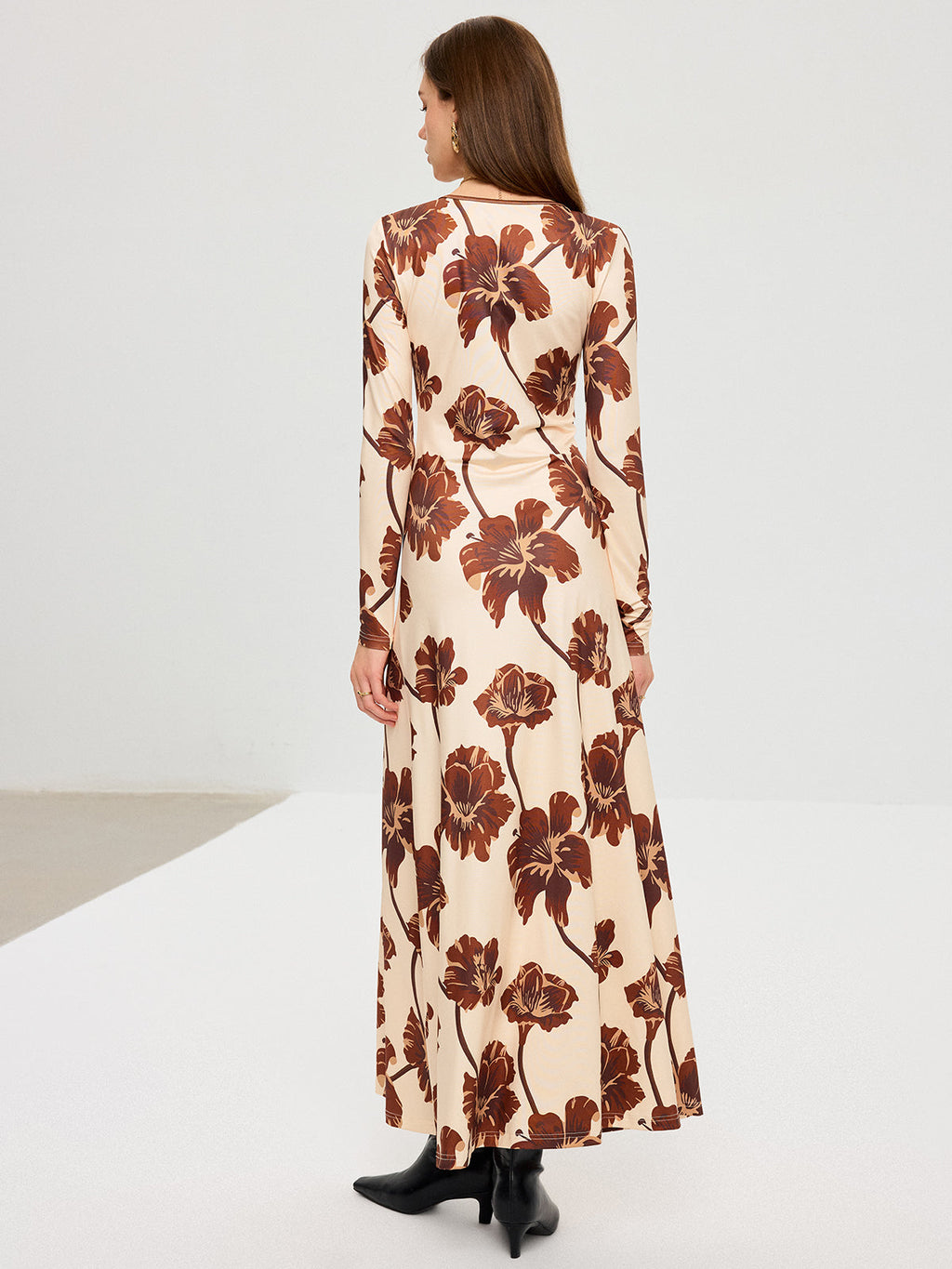Vibrant Floral Maxi Dress with V-Neck Design